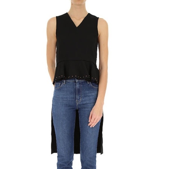 [See By Chloe] Classy Black Studded Peplum Top - Picture 1 of 8